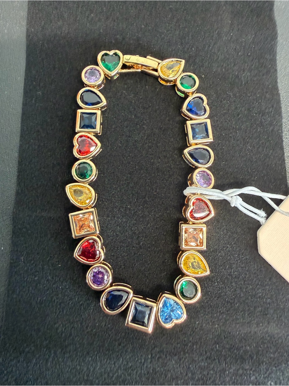Camila Coelho | Vibrant Rainbow CZ Heart Tennis Bracelet 💛🩵💚❤️ - Picture 6 of 7